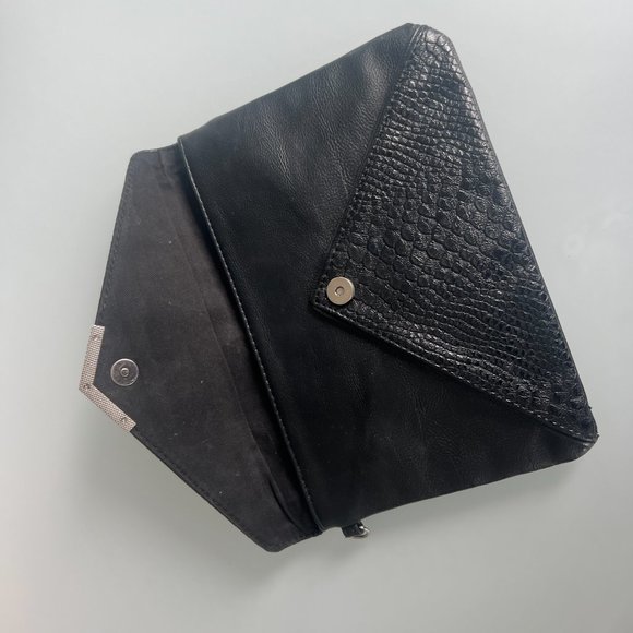 Express Black Snakeskin Envelope Clutch - Picture 2 of 2